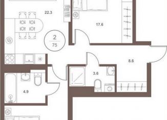 Продам двухкомнатную квартиру, 74.3 м2, Пензенская область