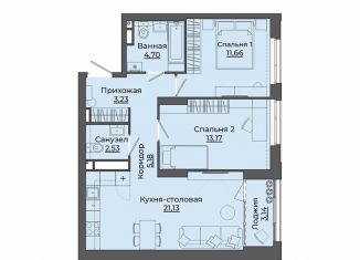 Продам двухкомнатную квартиру, 64.7 м2, Екатеринбург, улица Блюхера, 26
