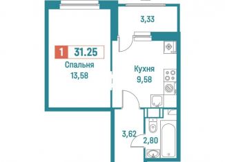 Продам 1-комнатную квартиру, 31.3 м2, Мурино, ЖК Графика