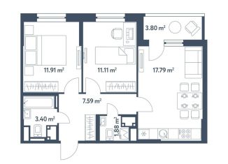 Продажа 3-ком. квартиры, 55.6 м2, Москва, жилой комплекс Светлый Мир Станция Л, к26, метро Братиславская