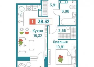 Продажа 1-ком. квартиры, 38.3 м2, Ленинградская область