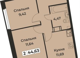 Продажа двухкомнатной квартиры, 44.6 м2, Мурино, ЖК Авиатор, проспект Авиаторов Балтики, 29к2