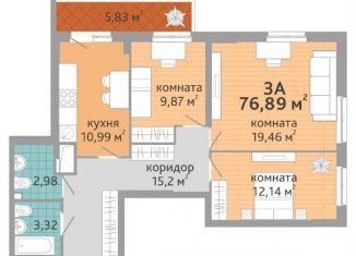 3-ком. квартира на продажу, 76.9 м2, Екатеринбург, улица Краснолесья, 108/1, метро Чкаловская