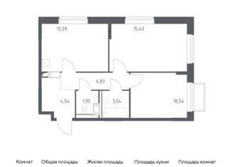 2-комнатная квартира на продажу, 53.6 м2, посёлок Мирный, жилой комплекс Томилино Парк, к6.2
