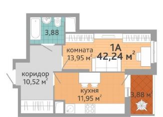 Продам однокомнатную квартиру, 42.2 м2, Екатеринбург, ЖК Добрый