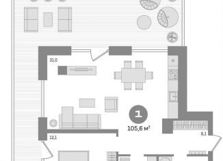 Продаю 2-ком. квартиру, 105.6 м2, Новосибирск, улица Никитина, 10к1, ЖК Урбан-виллы на Никитина