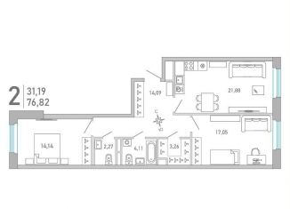 Продам двухкомнатную квартиру, 76.8 м2, Санкт-Петербург, набережная Чёрной речки, 1, набережная Чёрной речки