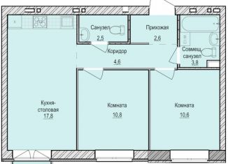 Продам 2-комнатную квартиру, 52.7 м2, село Первомайский