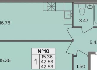Продам 1-ком. квартиру, 42.5 м2, деревня Новое Девяткино