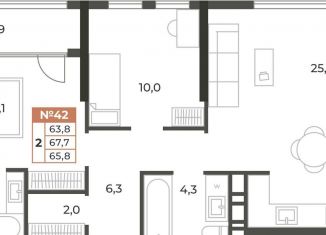 Продам двухкомнатную квартиру, 65.8 м2, Симферополь, Краснознамённая улица, 123
