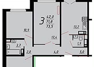 Продам трехкомнатную квартиру, 73 м2, Воронеж, улица Маршала Одинцова, 25Бпоз28, ЖК Лазурный