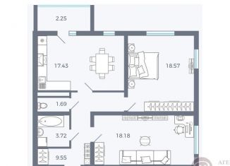 Продажа 2-ком. квартиры, 71.4 м2, поселок Придорожный, улица Татищева, 2