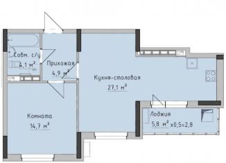 Продается 1-комнатная квартира, 54 м2, Ижевск, ЖК Холмогоровский