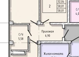 Продаю двухкомнатную квартиру, 60.7 м2, Нальчик, улица А.А. Кадырова, 24, ЖК Молодёжный