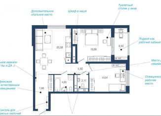 Продается 2-комнатная квартира, 78.4 м2, Липецкая область, микрорайон Елецкий, 2-12