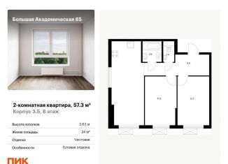 2-ком. квартира на продажу, 57.3 м2, Москва, жилой комплекс Большая Академическая 85, к3.6