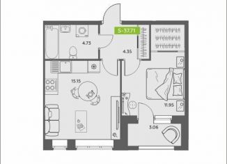 Продам 1-комнатную квартиру, 37.7 м2, Архангельская область