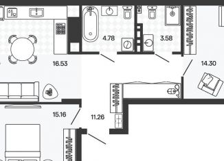 Продам 2-комнатную квартиру, 66.8 м2, Калининградская область