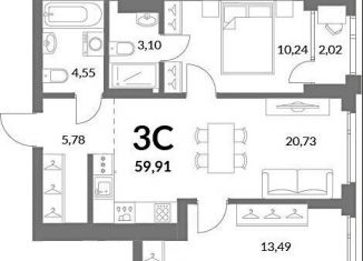 Продам 3-ком. квартиру, 59.9 м2, Новосибирск, Советский район, Благовещенская улица, 23