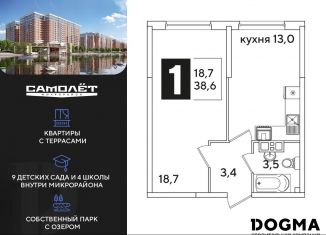 Продажа однокомнатной квартиры, 38.6 м2, Краснодар, Прикубанский округ
