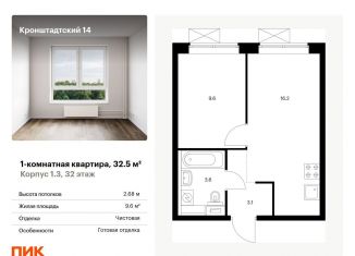 1-ком. квартира на продажу, 32.5 м2, Москва, ЖК Кронштадтский 14