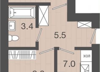 Продажа 2-ком. квартиры, 41.3 м2, посёлок Голубево, Лазурная улица