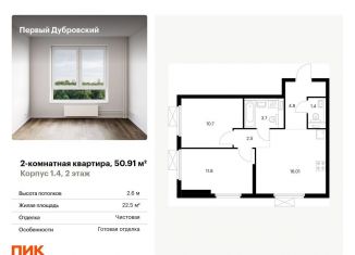 Продажа двухкомнатной квартиры, 50.9 м2, Москва, Южнопортовый район