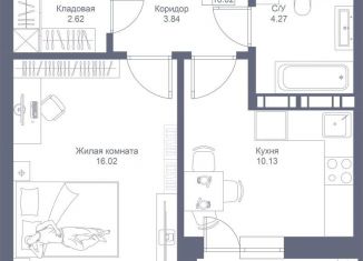 Продажа однокомнатной квартиры, 38.3 м2, Татарстан