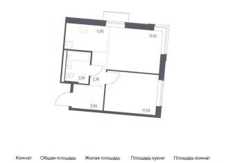 Продажа 1-комнатной квартиры, 39.3 м2, Москва