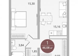 1-ком. квартира на продажу, 46.1 м2, Тюмень, ЖК Машаров, улица Николая Машарова, 4