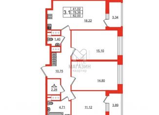 Продажа 3-комнатной квартиры, 78.4 м2, Санкт-Петербург, муниципальный округ Невский