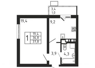 Продаю 1-комнатную квартиру, 37.8 м2, Московская область