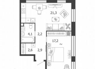 Продаю 1-ком. квартиру, 50.3 м2, Москва, 3-я очередь, к7, ЖК Шагал