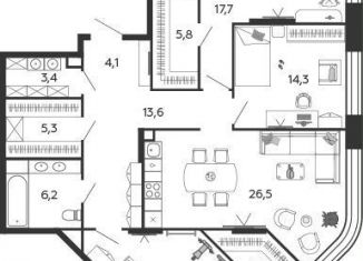 Продается 3-комнатная квартира, 123.9 м2, Москва, 2-я очередь, к4.1, станция ЗИЛ