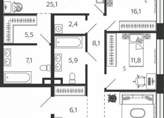 Продам 3-комнатную квартиру, 116.1 м2, Москва, 2-я очередь, к3, станция ЗИЛ