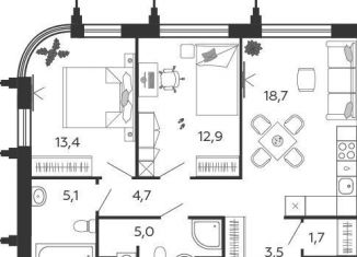 Продажа двухкомнатной квартиры, 65 м2, Москва, 2-я очередь, к4.1, станция ЗИЛ