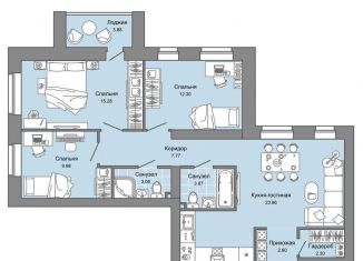 3-ком. квартира на продажу, 83 м2, Киров, Ленинский район, улица Дмитрия Козулева, 2к1