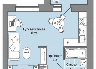 Продаю квартиру студию, 35 м2, Киров, Ленинский район, улица Дмитрия Козулева, 2к1