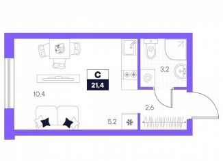 Продается квартира студия, 21.4 м2, Тюмень, ЖК Озёрный Парк