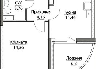 Продам однокомнатную квартиру, 40.8 м2, посёлок Красный Бор