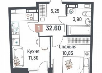 Продается 1-ком. квартира, 32.6 м2, Мурино