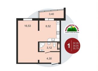 Продажа однокомнатной квартиры, 35.9 м2, Челябинская область, улица имени Генерала Костицына, 47