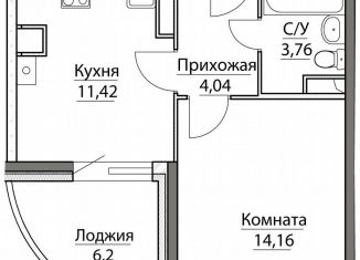 Продажа однокомнатной квартиры, 39.9 м2, посёлок Красный Бор