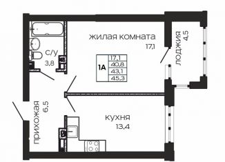 Однокомнатная квартира на продажу, 45.3 м2, Ростовская область, улица Максима Горького, 297