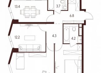 Продажа трехкомнатной квартиры, 73.6 м2, Москва, Хорошевский район