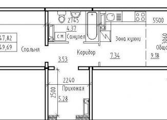 Продаю двухкомнатную квартиру, 49.7 м2, рабочий посёлок Краснообск, 3-й микрорайон, 14/1