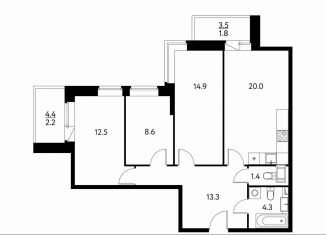 Продам трехкомнатную квартиру, 79 м2, Щёлково, Центральная улица, 71к2