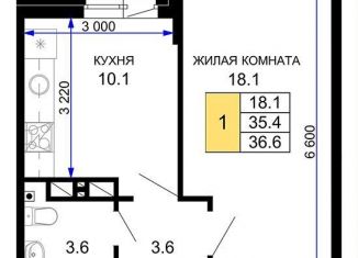 Продажа 1-ком. квартиры, 36.6 м2, Краснодар, улица Лётчика Позднякова, 2к20, ЖК Дыхание