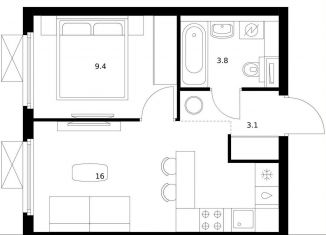 Продам 1-ком. квартиру, 32.3 м2, Москва, Ярославское шоссе, 2к2с1, Ярославский район