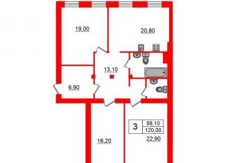 Трехкомнатная квартира в аренду, 110 м2, Санкт-Петербург, Невский проспект, 158, метро Площадь Восстания